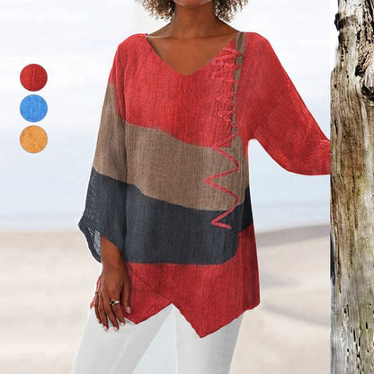 Josiane | Artistic Long Shirt with V-Neck