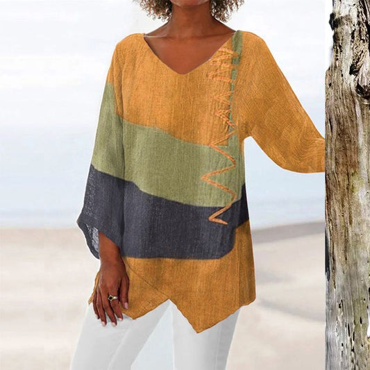 Josiane | Artistic Long Shirt with V-Neck