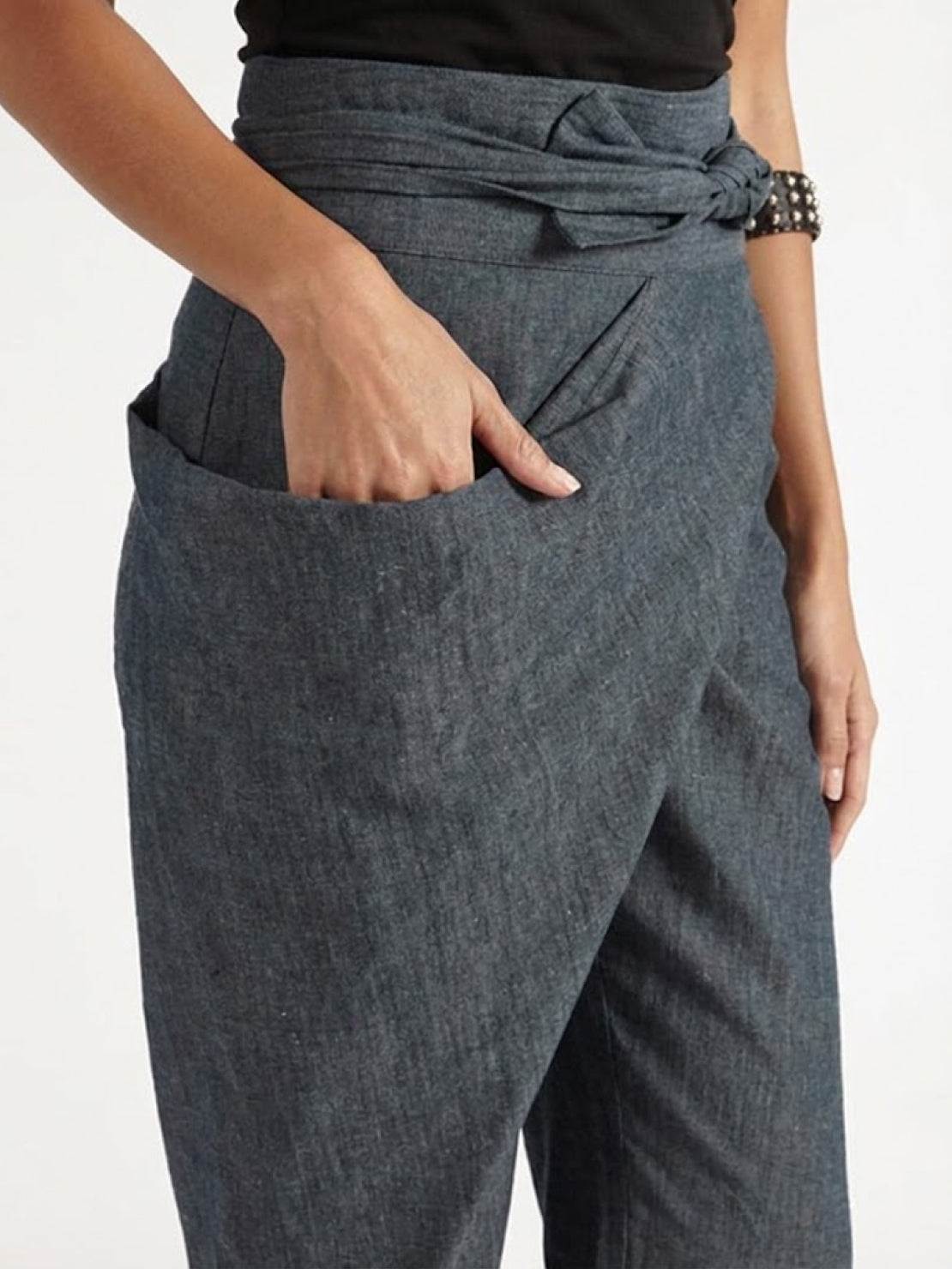 Stephanie™ | Women's High Waist Wrap Front Cropped Tapered Pants
