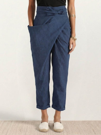 Stephanie™ | Women's High Waist Wrap Front Cropped Tapered Pants