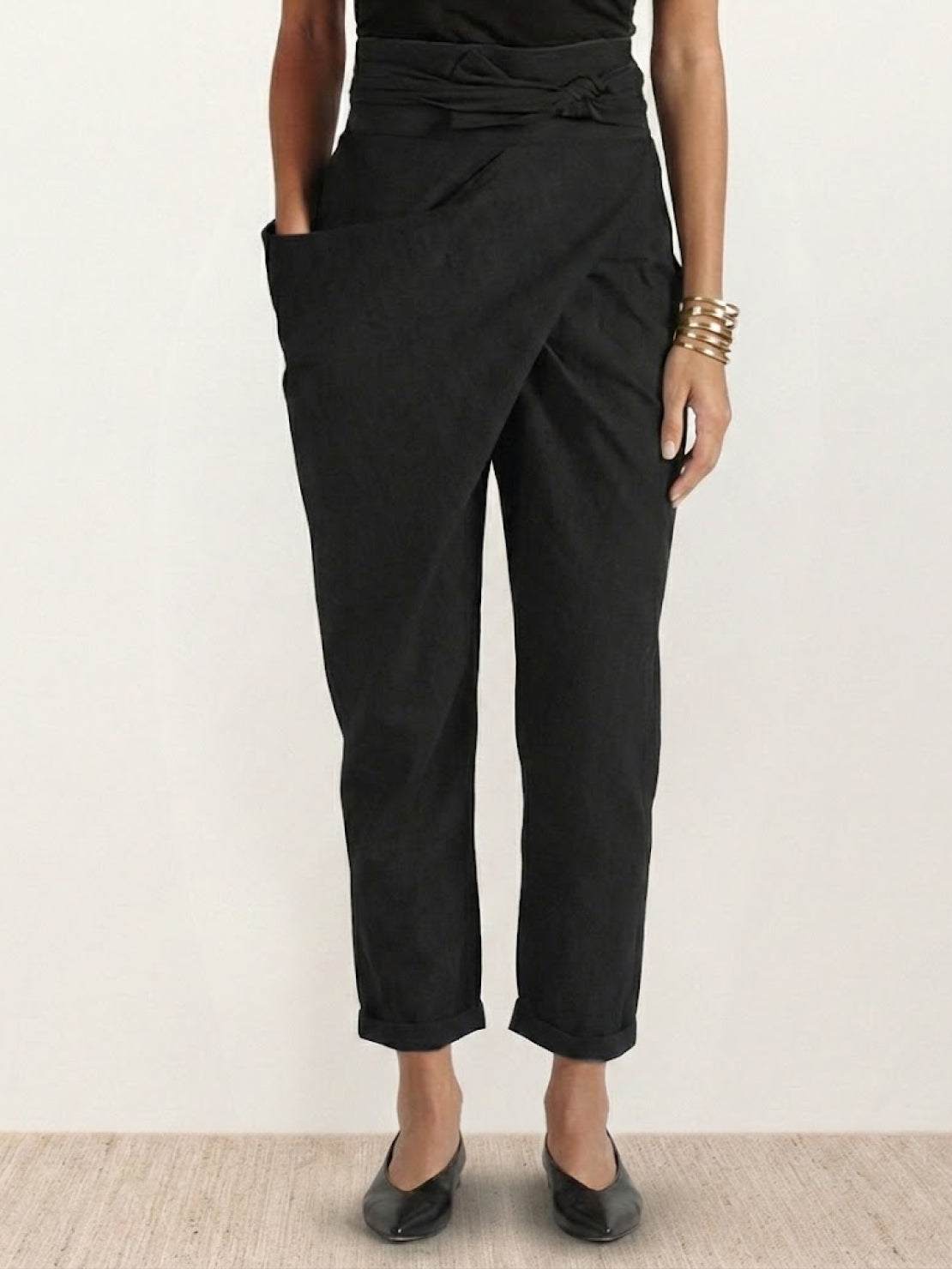 Stephanie™ | Women's High Waist Wrap Front Cropped Tapered Pants