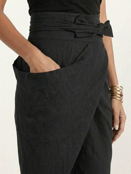 Stephanie™ | Women's High Waist Wrap Front Cropped Tapered Pants