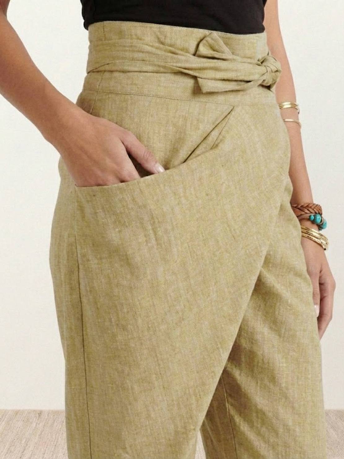 Stephanie™ | Women's High Waist Wrap Front Cropped Tapered Pants
