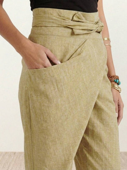 Stephanie™ | Women's High Waist Wrap Front Cropped Tapered Pants