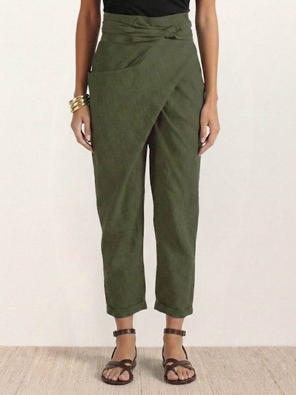 Stephanie™ | Women's High Waist Wrap Front Cropped Tapered Pants