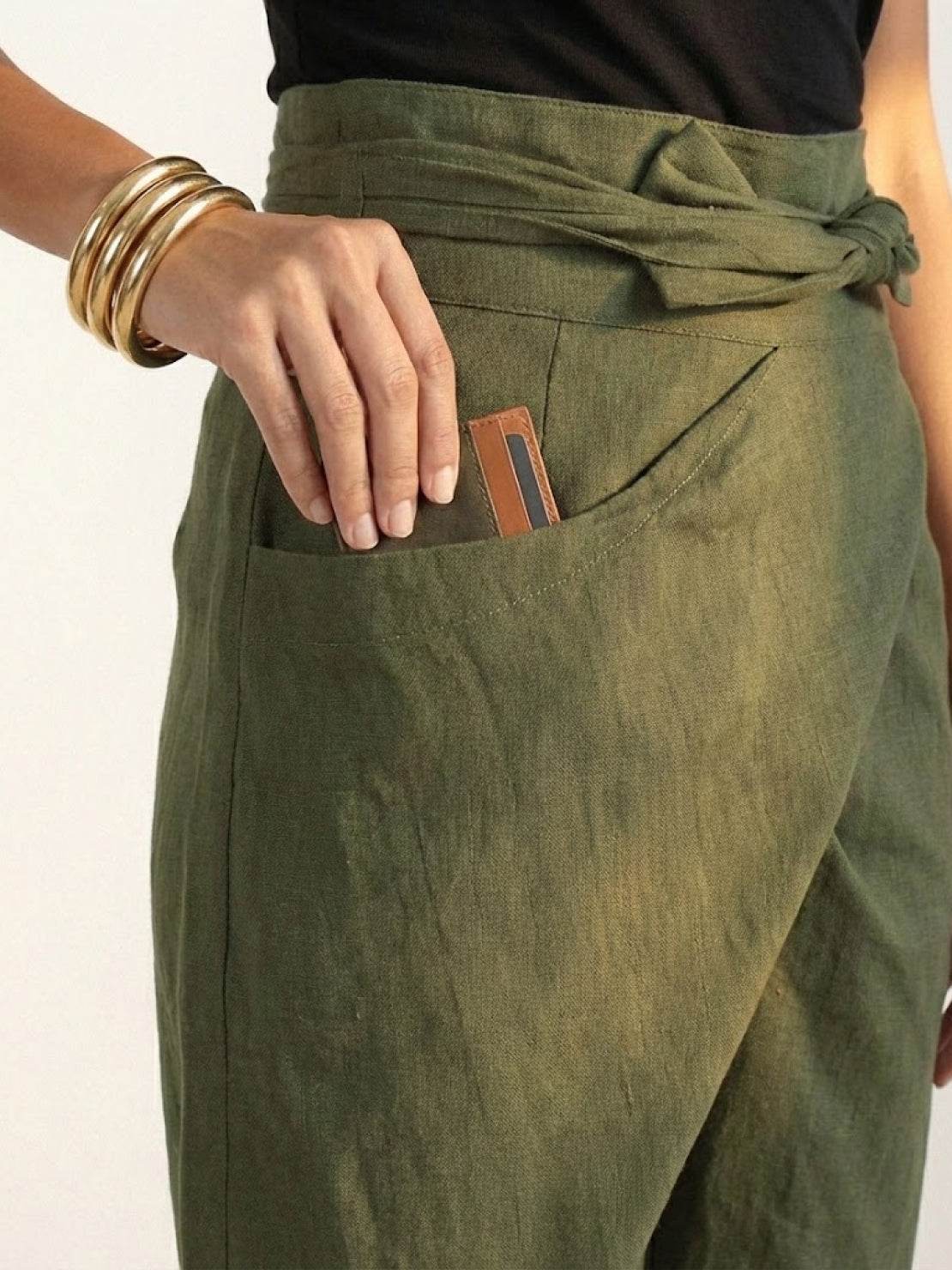 Stephanie™ | Women's High Waist Wrap Front Cropped Tapered Pants