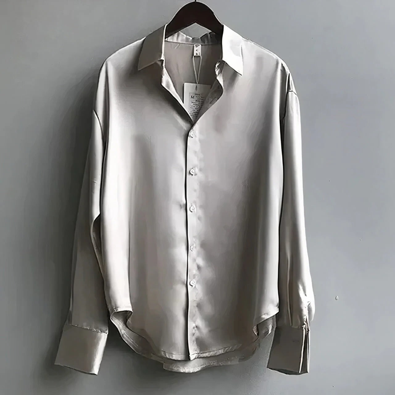 Josiane | Women's Satin Button-Down Blouse Long Sleeve Collar Shirt