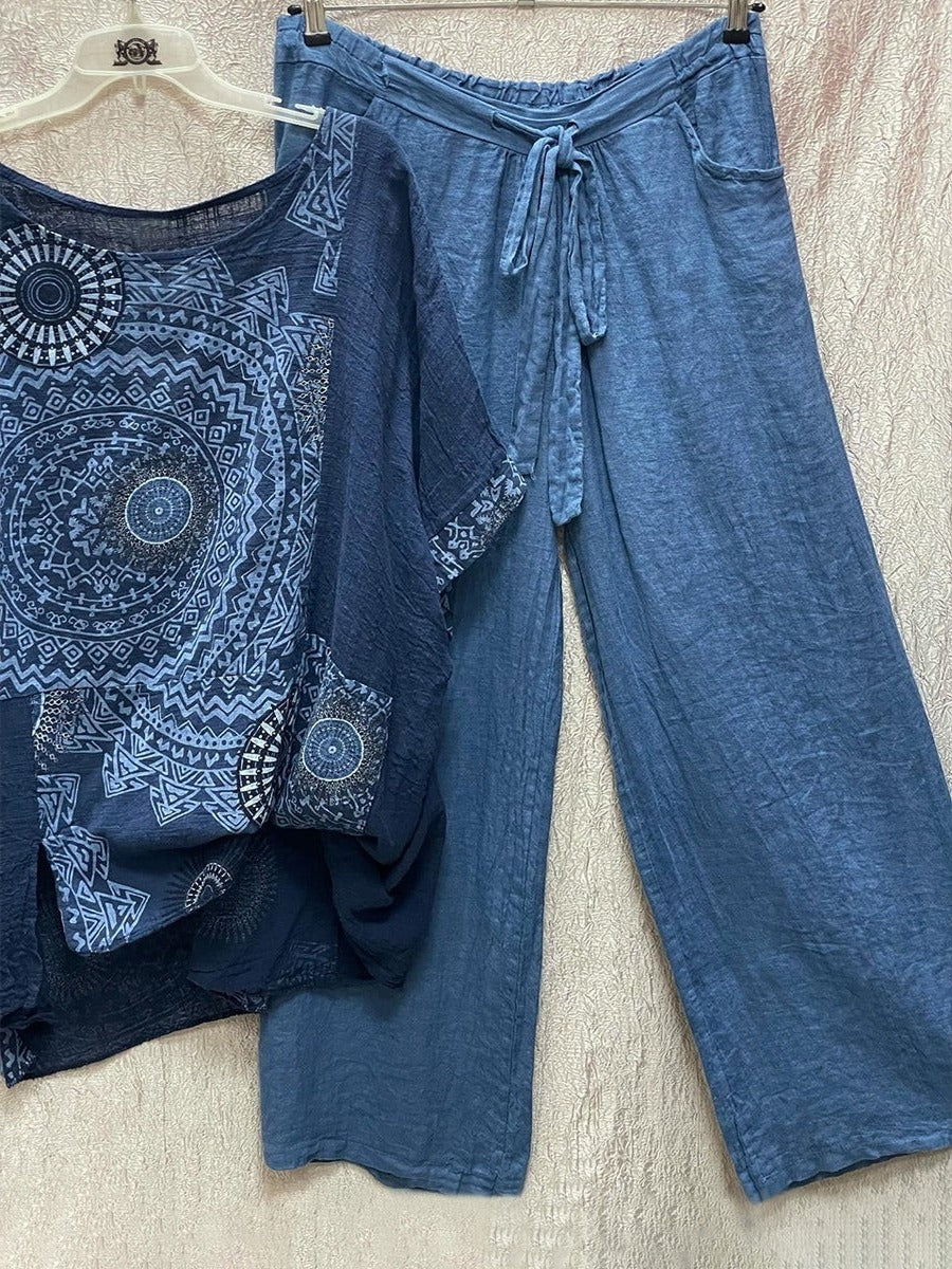 Zahara | Women's Wide Leg Pants Co-Ord Set Mandala Print