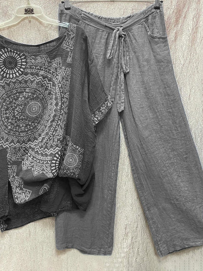 Zahara | Women's Wide Leg Pants Co-Ord Set Mandala Print