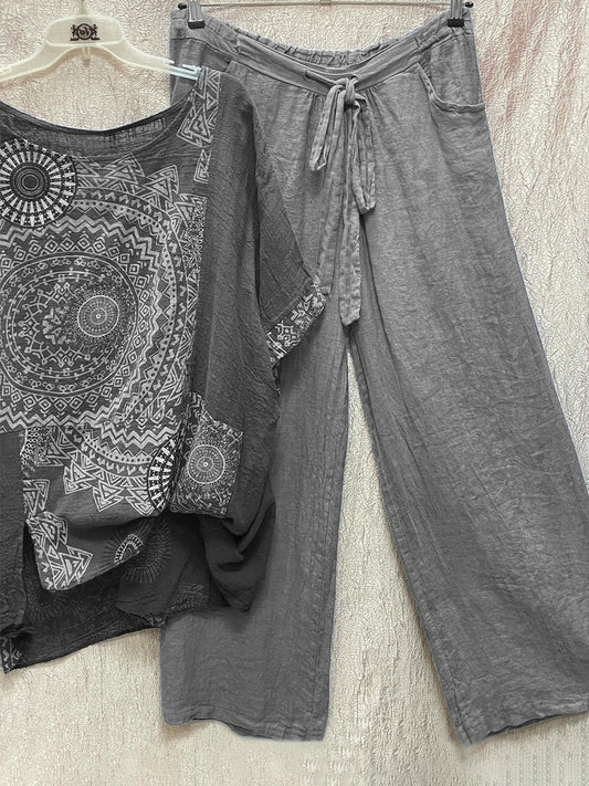 Zahara | Women's Wide Leg Pants Co-Ord Set Mandala Print