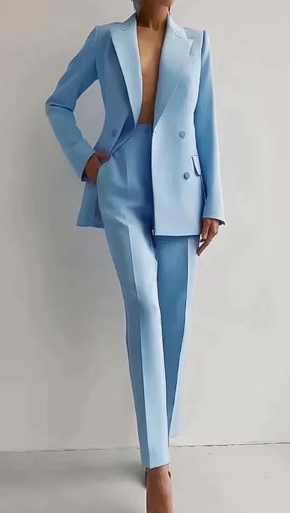 Scarlett | Women's Slim Pants & Double Breasted Blazer Suit Set
