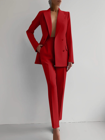 Scarlett | Women's Slim Pants & Double Breasted Blazer Suit Set