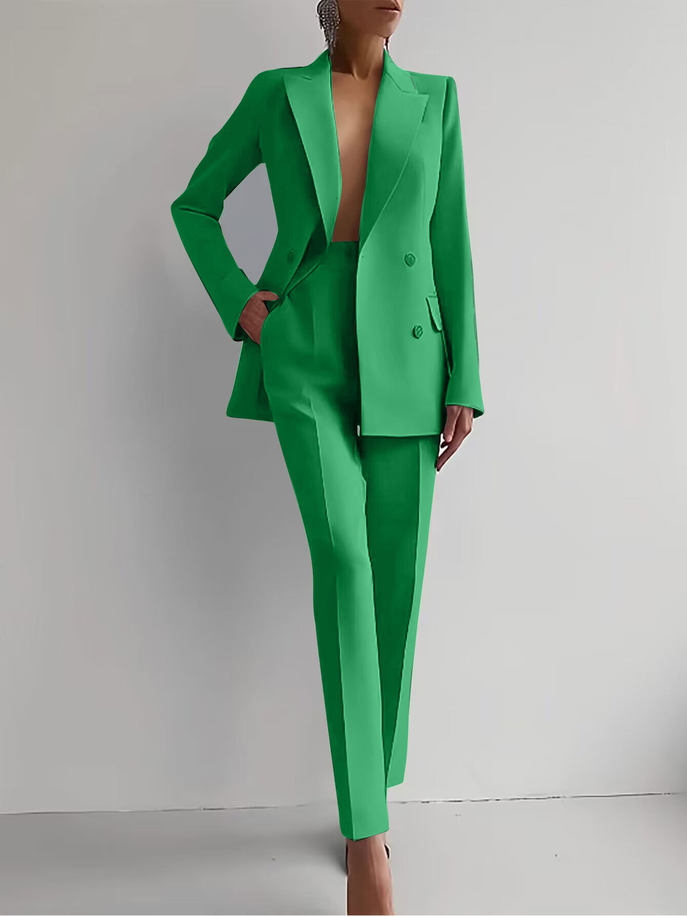 Scarlett | Women's Slim Pants & Double Breasted Blazer Suit Set