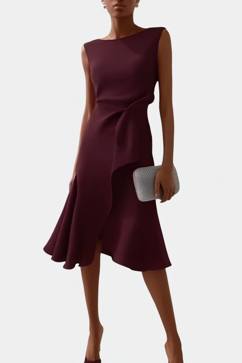 Verity | Draped Asymmetric Midi Dress