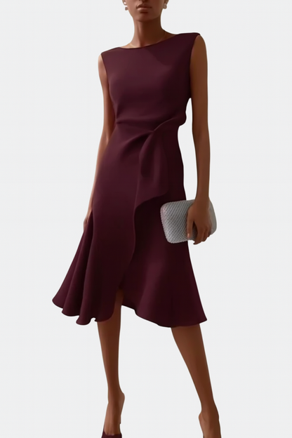 Verity | Draped Asymmetric Midi Dress