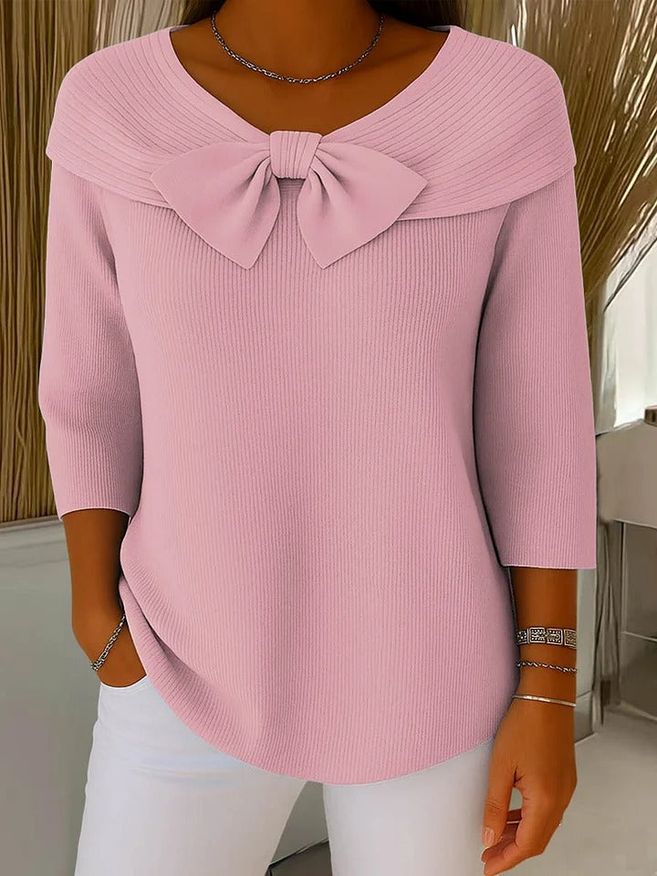 Emily™ | Women's Sweater with Bow and Round Neckline