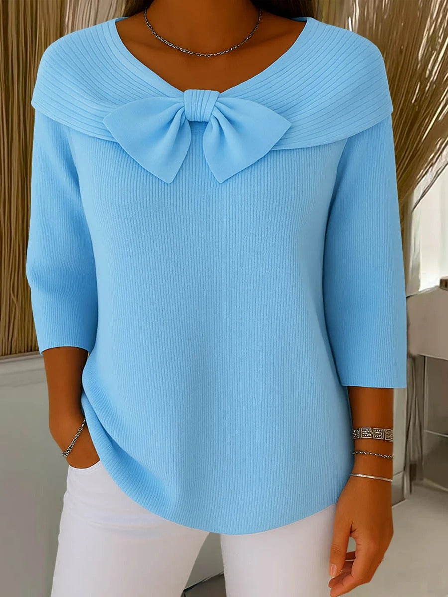 Emily™ | Women's Sweater with Bow and Round Neckline