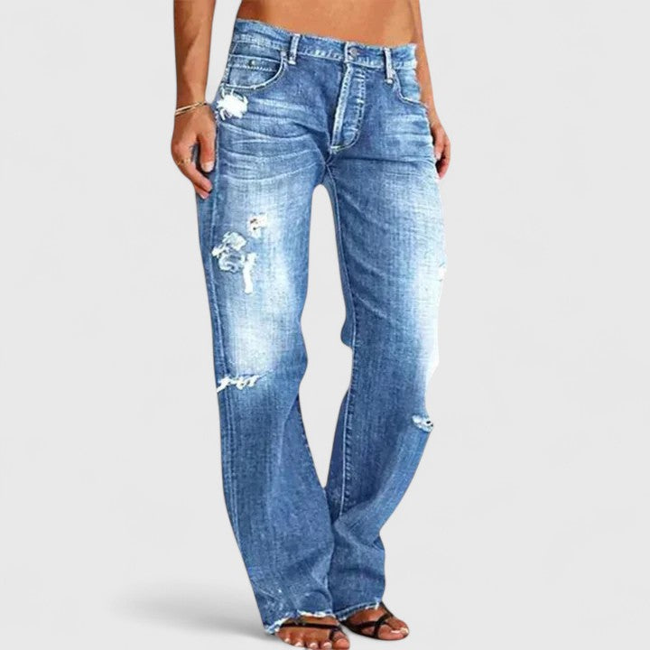 Charity2™ | Women's Low Rise Distressed Straight Leg Jeans