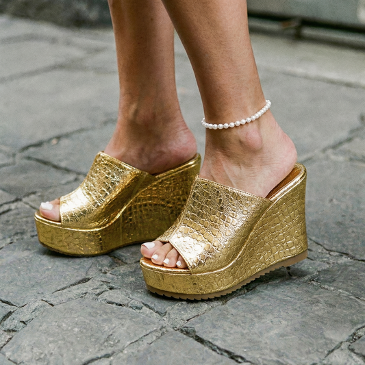 Trinity™ | Women's Gold Platform Wedge Sandals