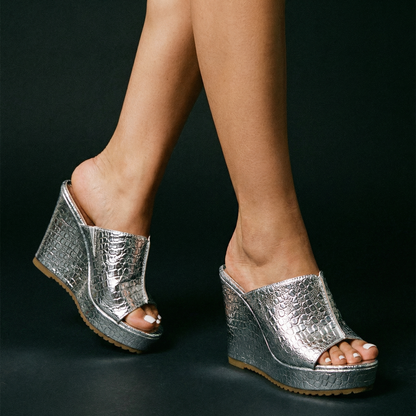 Trinity | Women's Gold Platform Wedge Sandals