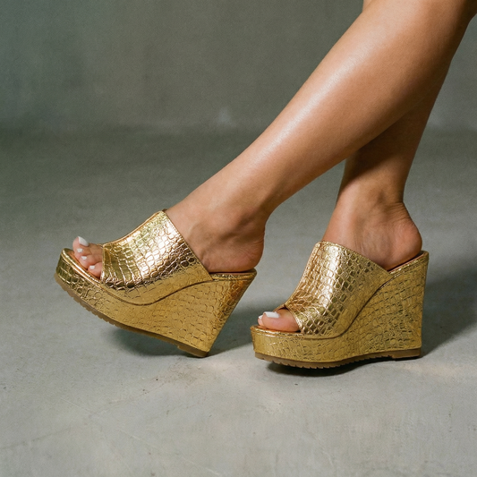 Trinity™ | Women's Gold Platform Wedge Sandals