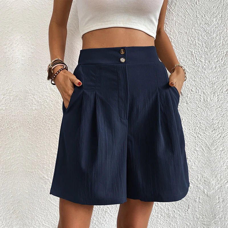 Arianrhod | Women's High Waist Wide Leg Shorts Pleated with Pockets