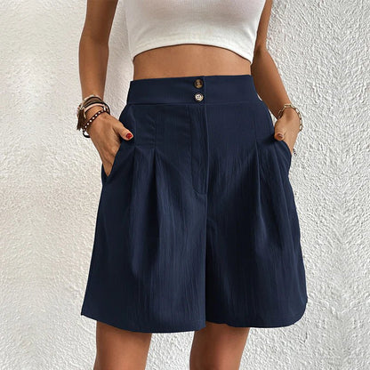 Arianrhod | Women's High Waist Wide Leg Shorts Pleated with Pockets