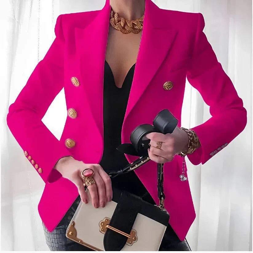 Pearl | Women's Classic Double-Breasted Blazer with Gold Buttons