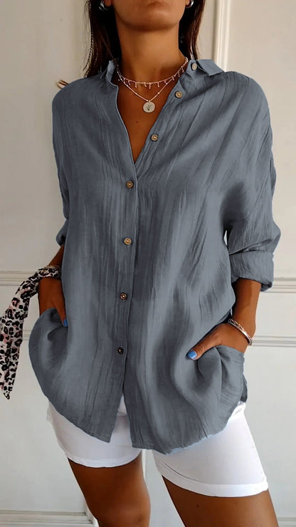 Fiona | Women's Everyday Button-Down Shirt Oversized Long Sleeve