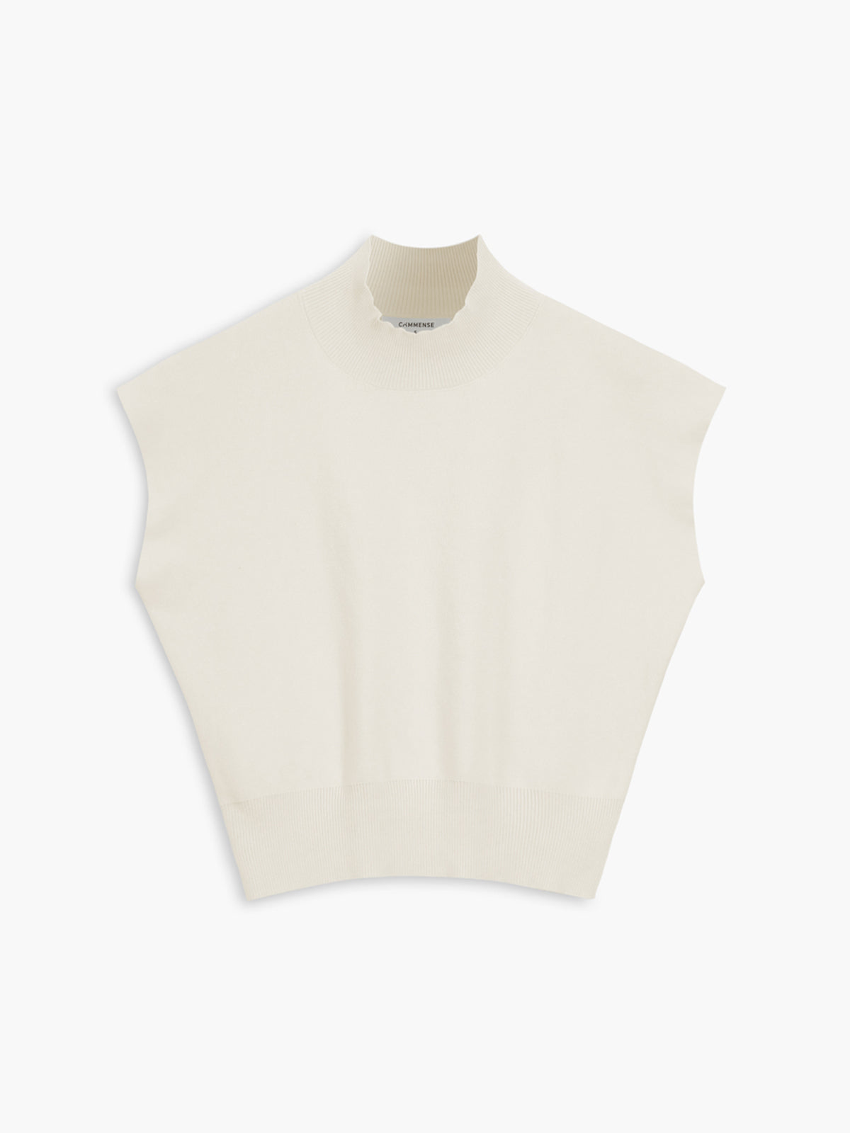 Thessaly | Women's Mock Neck Sleeveless Top Padded Shoulder Vest