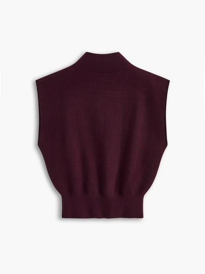 Thessaly | Women's Mock Neck Sleeveless Top Padded Shoulder Vest