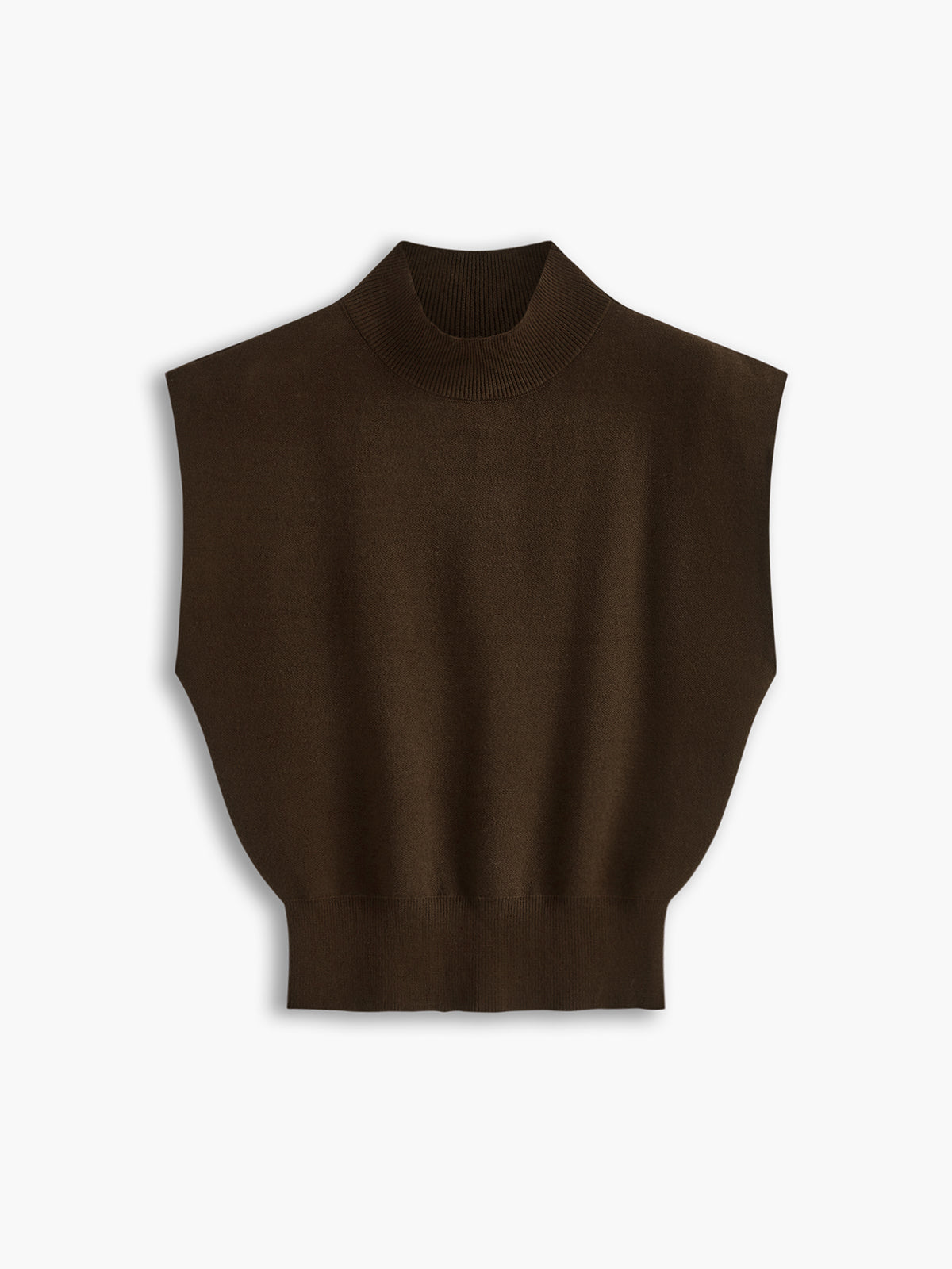 Thessaly | Women's Mock Neck Sleeveless Top Padded Shoulder Vest