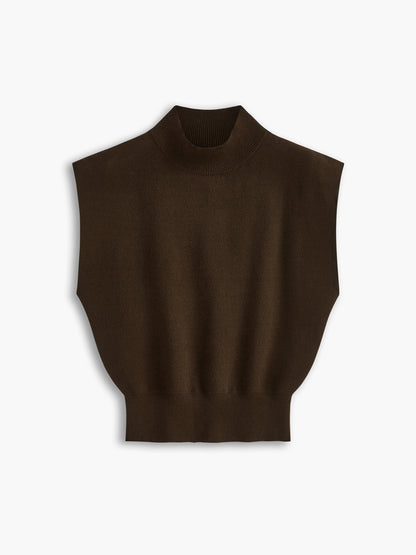 Thessaly | Women's Mock Neck Sleeveless Top Padded Shoulder Vest