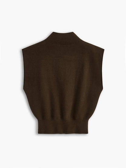 Thessaly | Women's Mock Neck Sleeveless Top Padded Shoulder Vest
