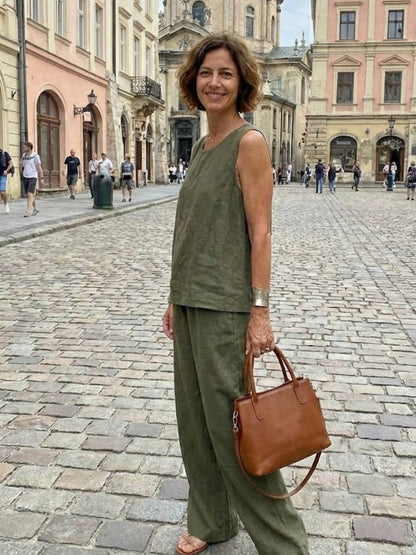 Olivia | Women's Wide-Leg Pants & Sleeveless Tank Top Set