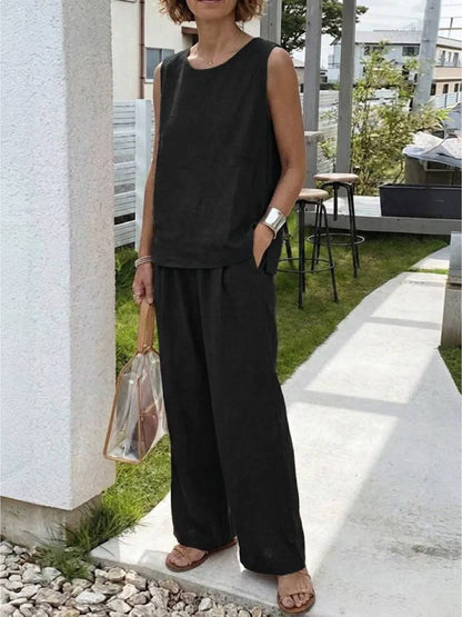 Olivia | Women's Wide-Leg Pants & Sleeveless Tank Top Set