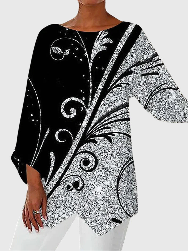 Lynne | Women's Butterfly Print Asymmetric Hem Top