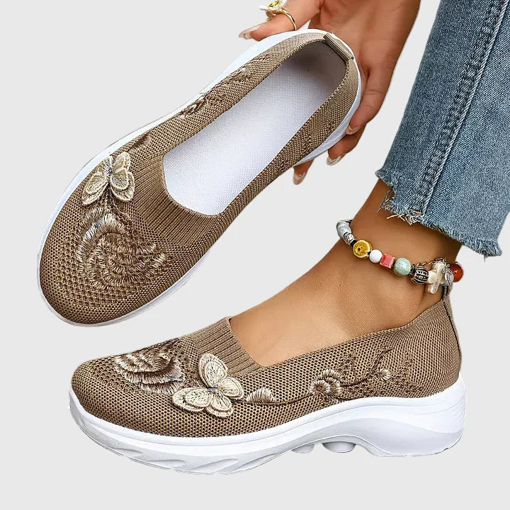 Sharon | Women's Butterfly Embroidered Slip On Sneakers