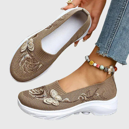 Sharon | Women's Butterfly Embroidered Slip On Sneakers