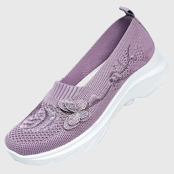 Sharon | Women's Butterfly Embroidered Slip On Sneakers