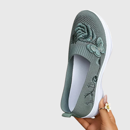 Sharon | Women's Butterfly Embroidered Slip On Sneakers