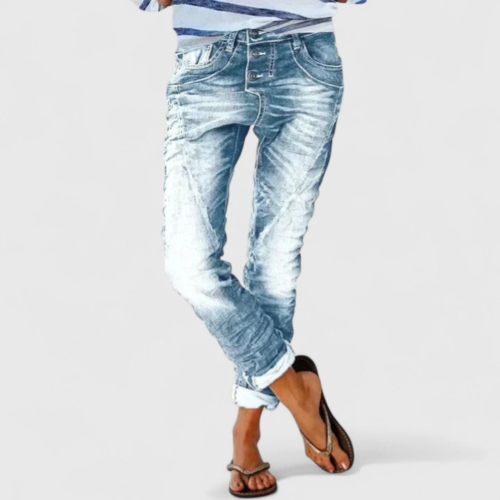 Karoline | Women's Distressed Wide Leg Jeans