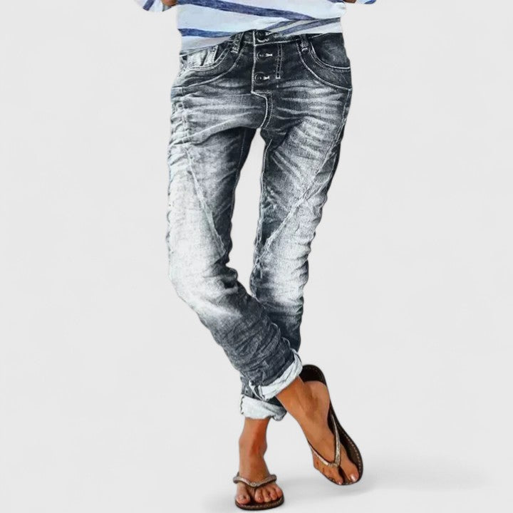 Karoline | Women's Distressed Wide Leg Jeans