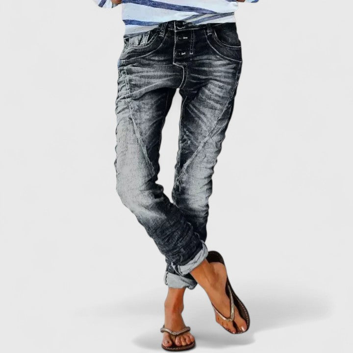 Karoline | Women's Distressed Wide Leg Jeans