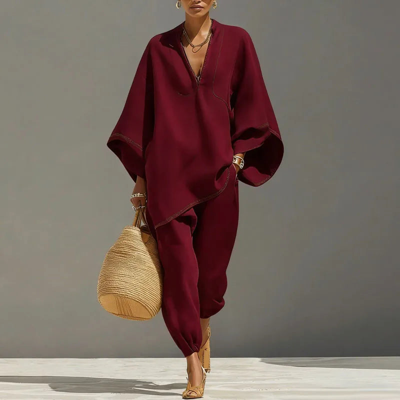 Charlotte | Women's Two Piece Set with Batwing Sleeves