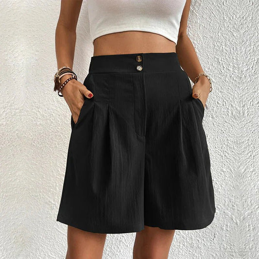 Arianrhod™ | Women's High Waist Wide Leg Shorts Pleated with Pockets