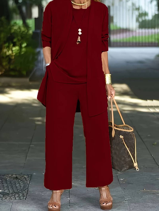 Lucia2™ | Women's Round Neck Long Sleeve 3 Piece Set