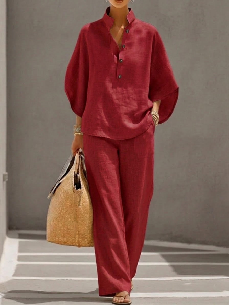 Nadia | Women's Wide Leg Pants & Batwing Top 2 Piece Set