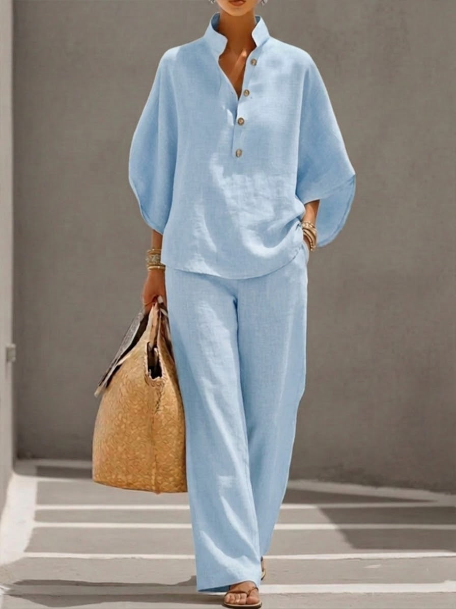 Nadia | Women's Wide Leg Pants & Batwing Top 2 Piece Set