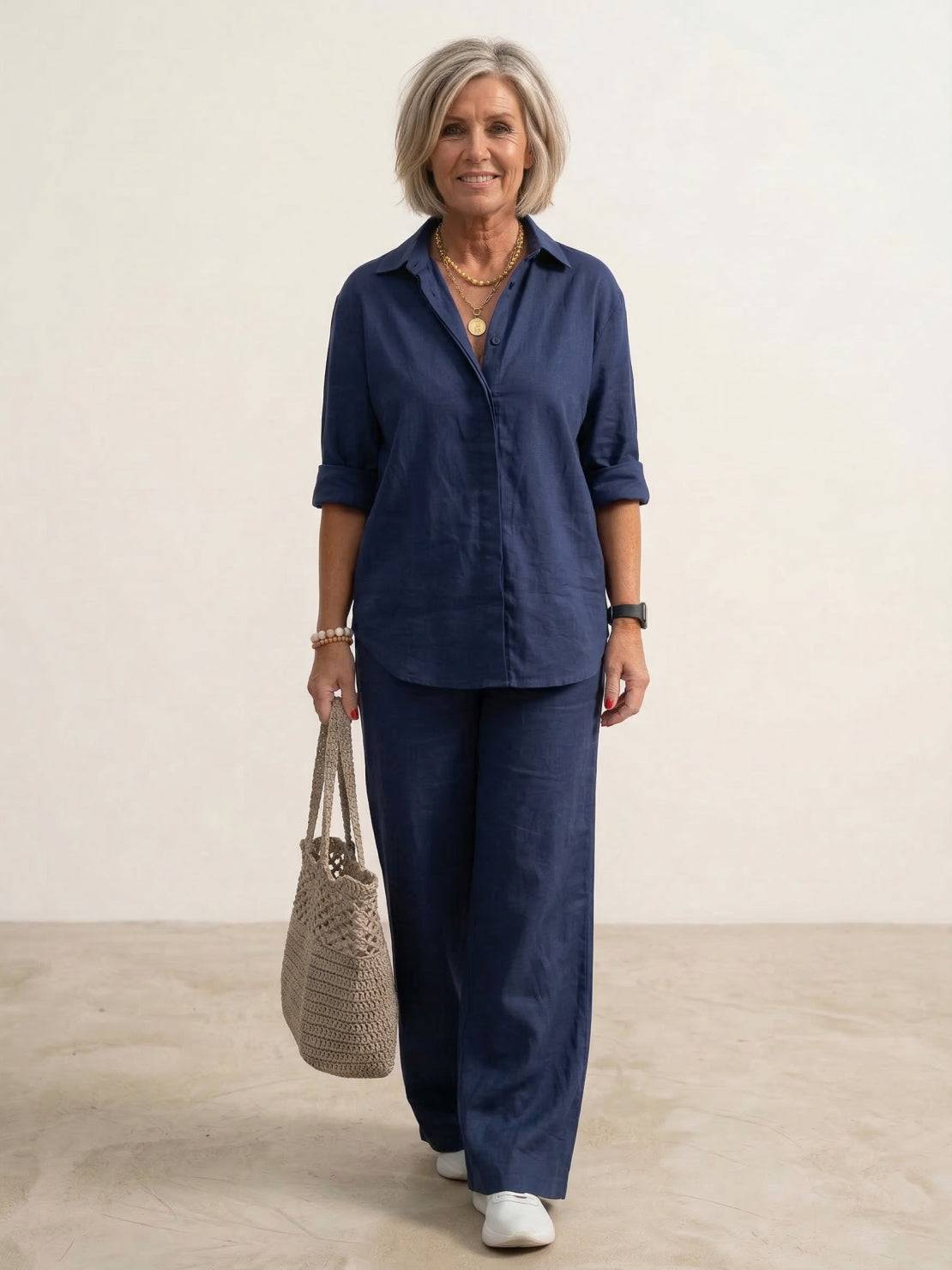 Vivian | Women's Wide-Leg Pants & Casual Button-Down Shirt Set